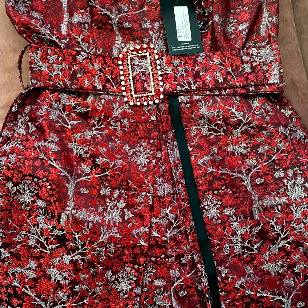 Jacquard gem buckled romper